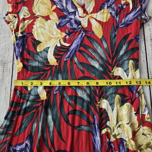Lascana Dress Womens Medium 40 Floral Tropical Print Short Sleeve Viscose Summer - Picture 10 of 13